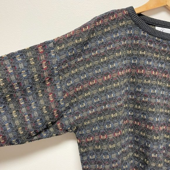 FARAH Woven Knit Cropped Dolman Sleeve Oversized Grandpa Sweater - Picture 2 of 9